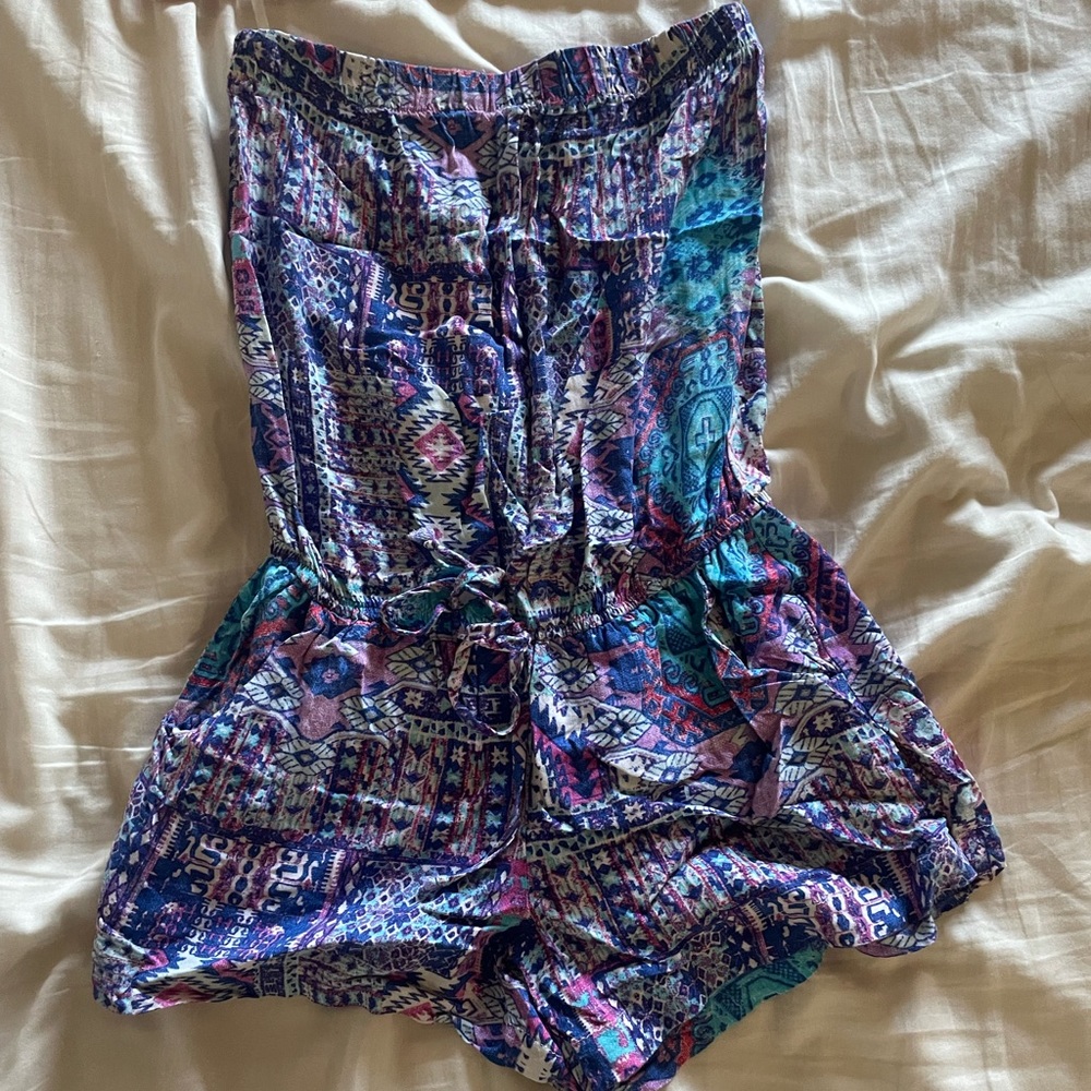 Printed, Strapless Socialite Romper
